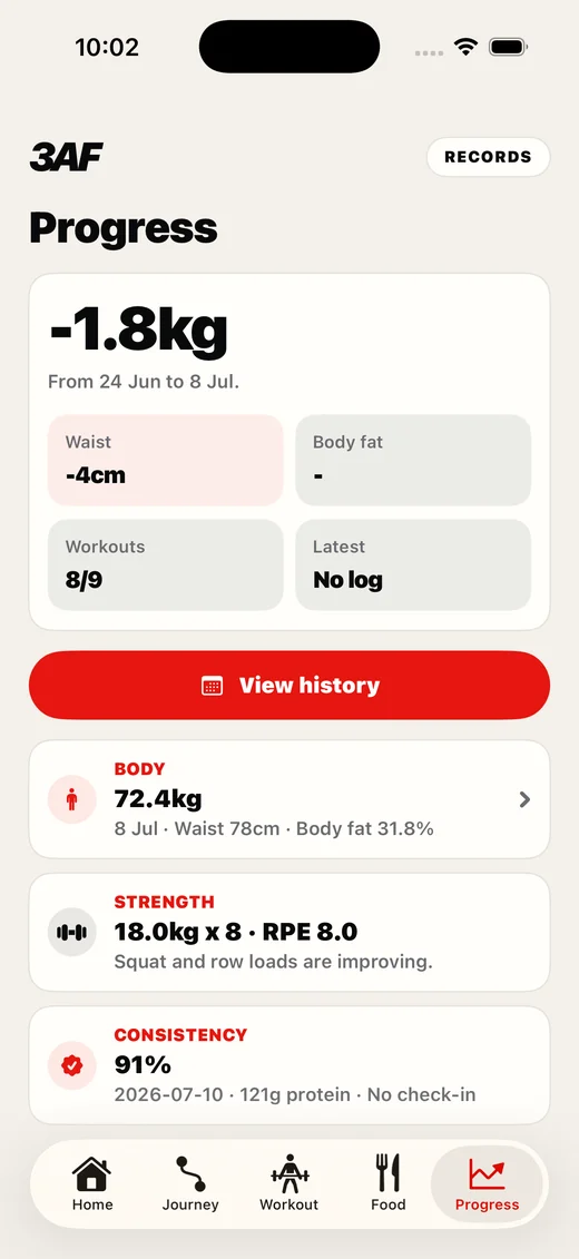 Progress records screen